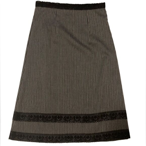 Vintage black pinstriped lace midi skirt Small - Picture 1 of 7